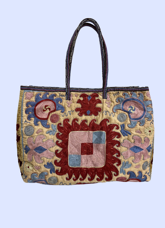 Aydar Uzbek Suzani Embroidered Tote