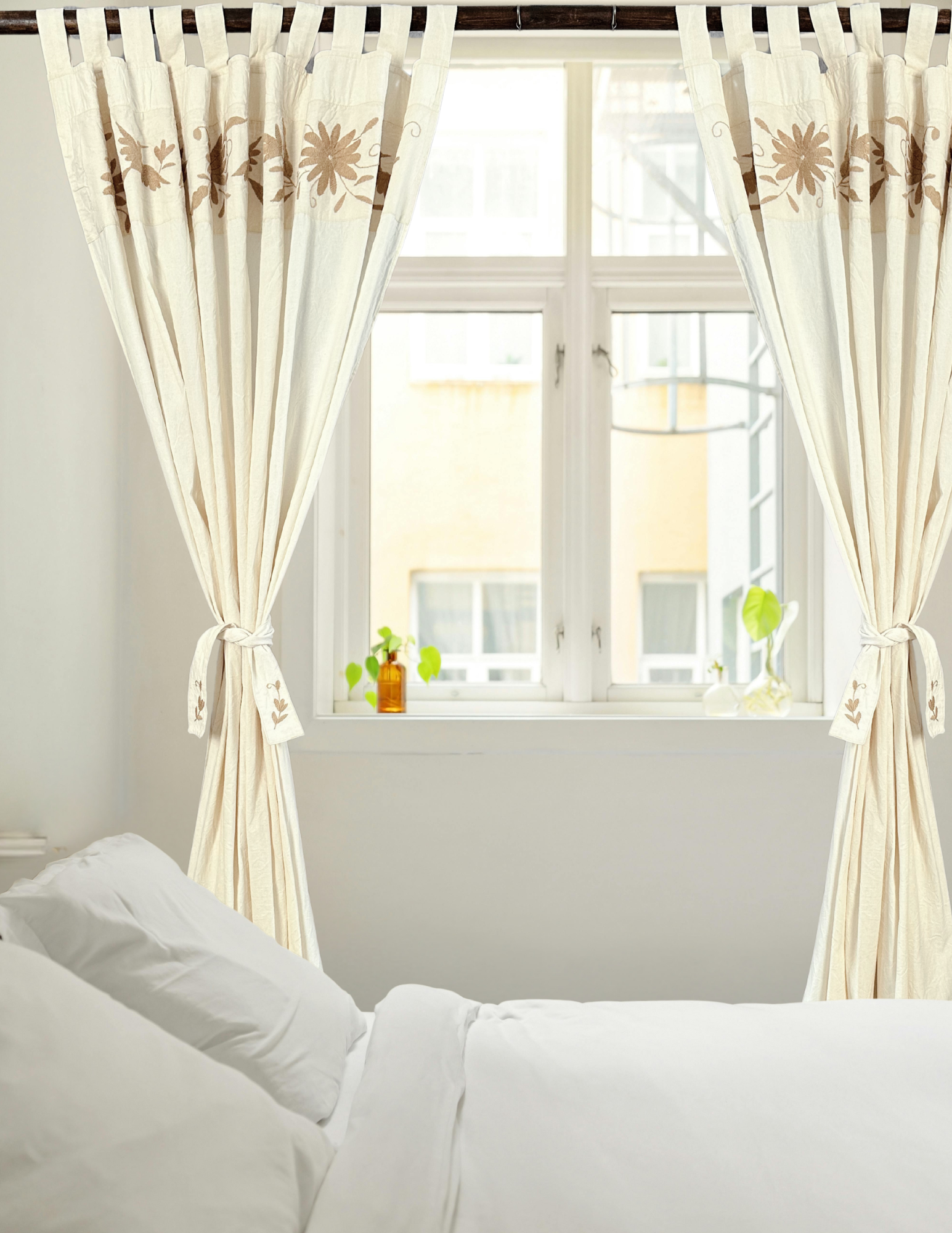 Beige Otomi Curtain Panels (Set of 2)