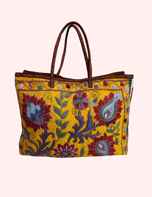 Tudakul Uzbek Suzani Embroidered Tote