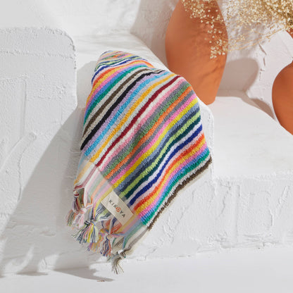 Stripe Bubble Handloomed Turkish Hand Towels 17x38" Bohemian