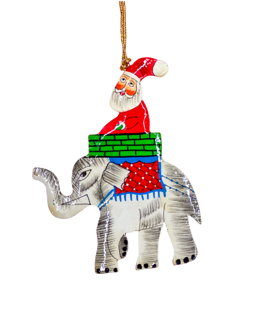 Santa Rides an Elephant Ornament