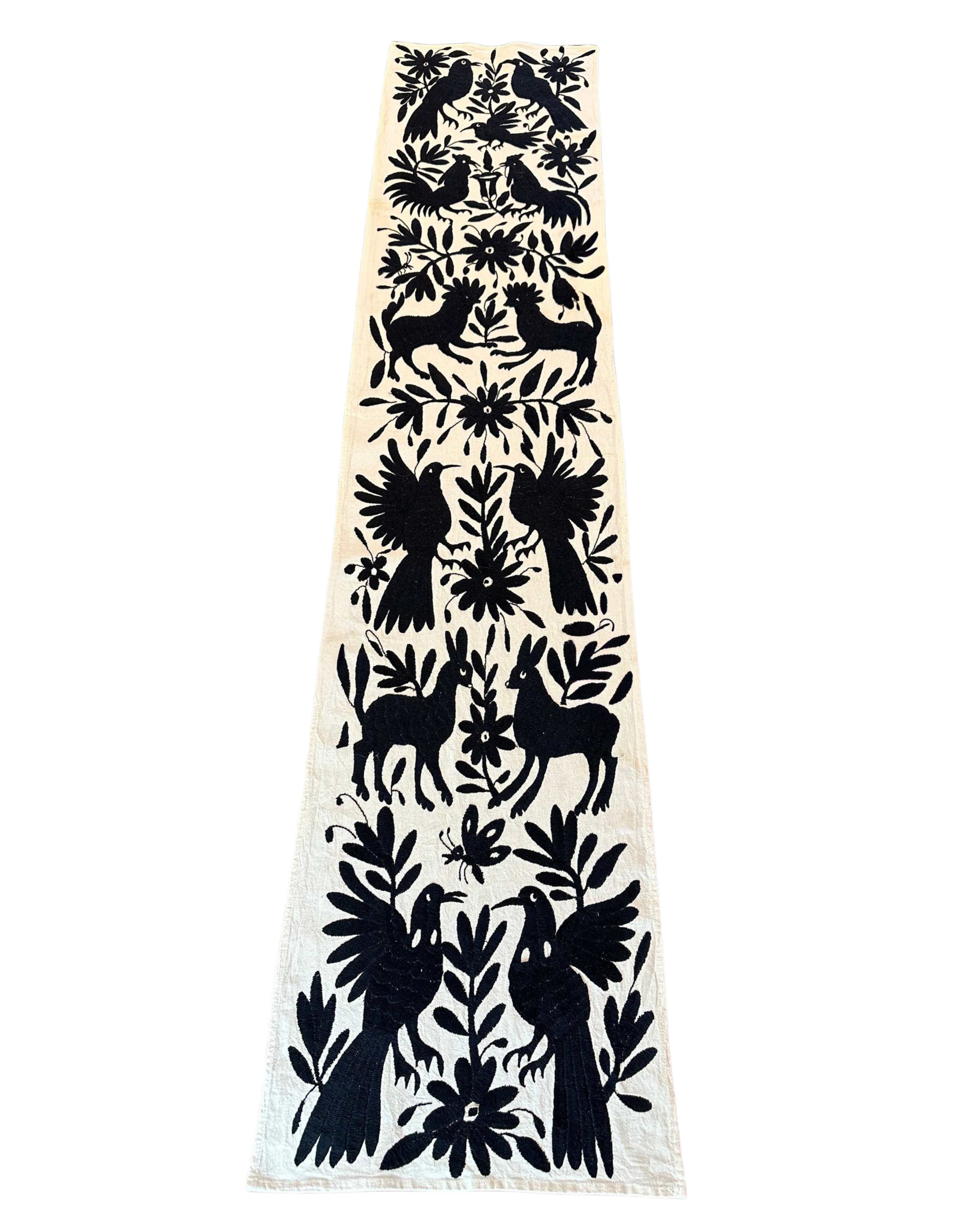Otomi Embroidered Table Runner Bold Black
