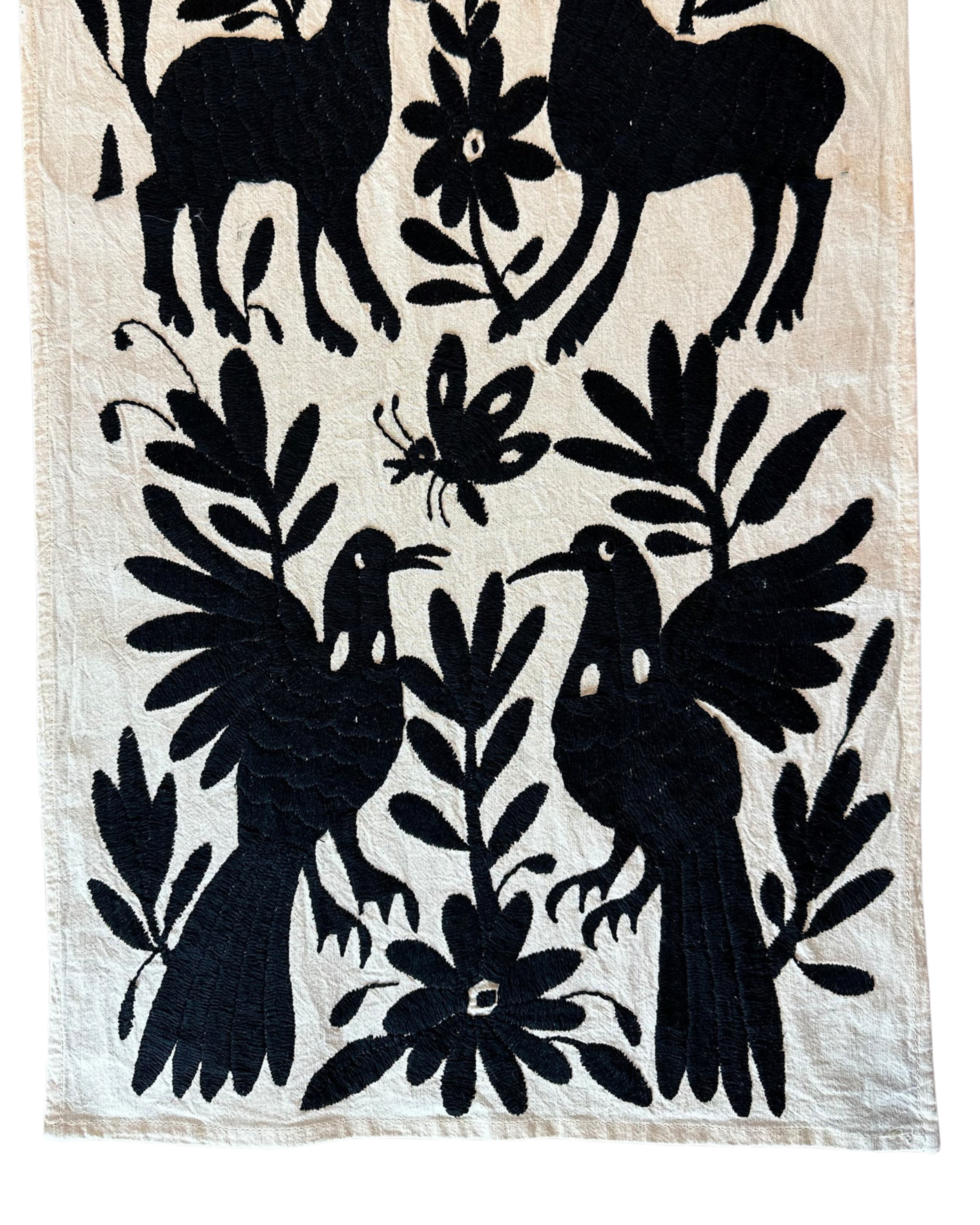 Otomi Embroidered Table Runner Bold Black