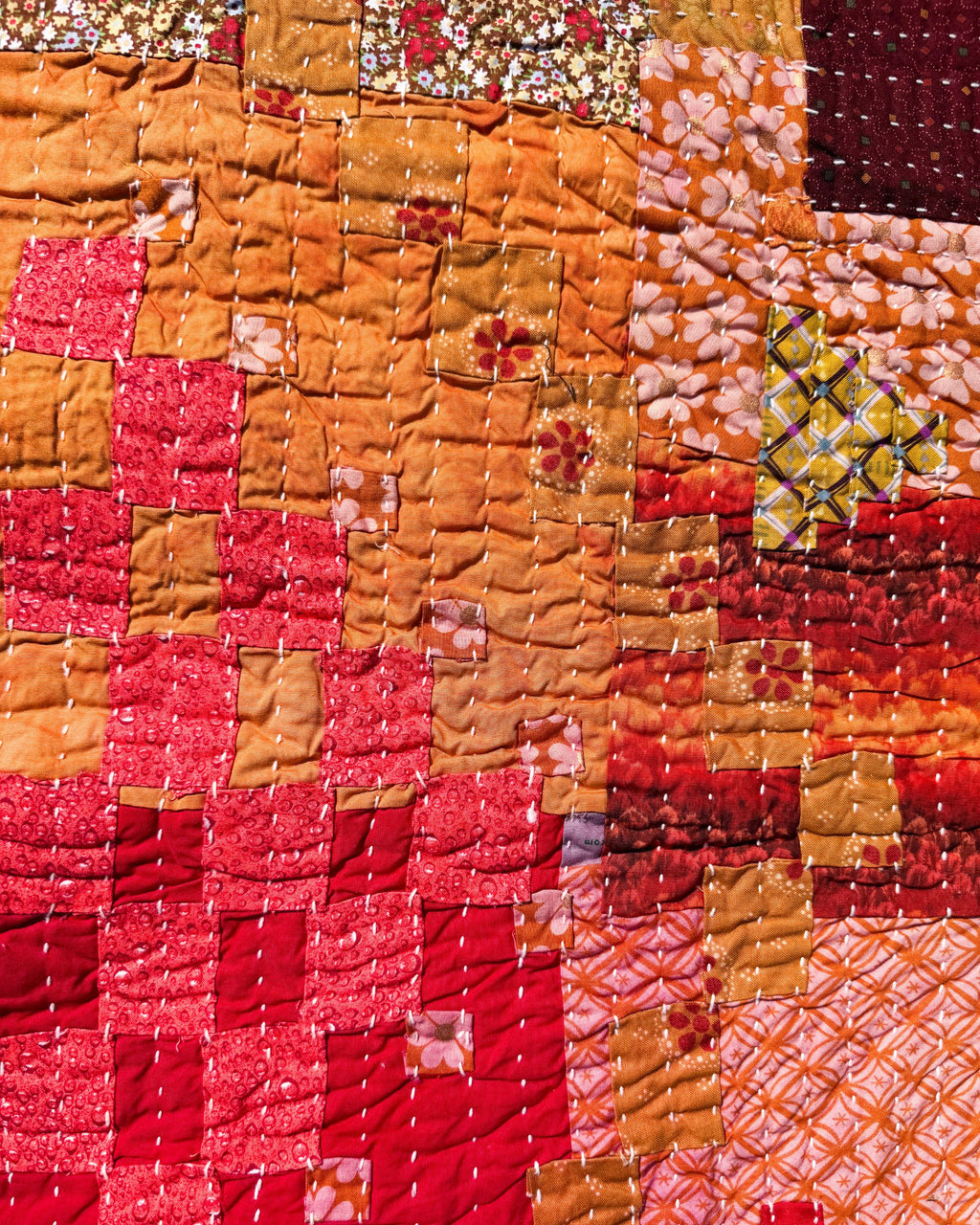 “Orange Blossom” Kawandi Quilt | Siddi Artist Maimunbi Mujavar x Anitha N Reddy