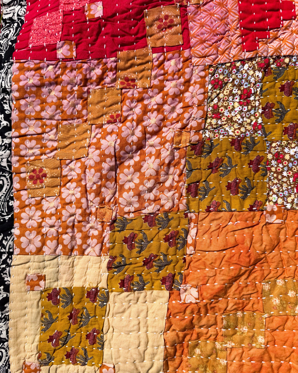 “Orange Blossom” Kawandi Quilt | Siddi Artist Maimunbi Mujavar x Anitha N Reddy