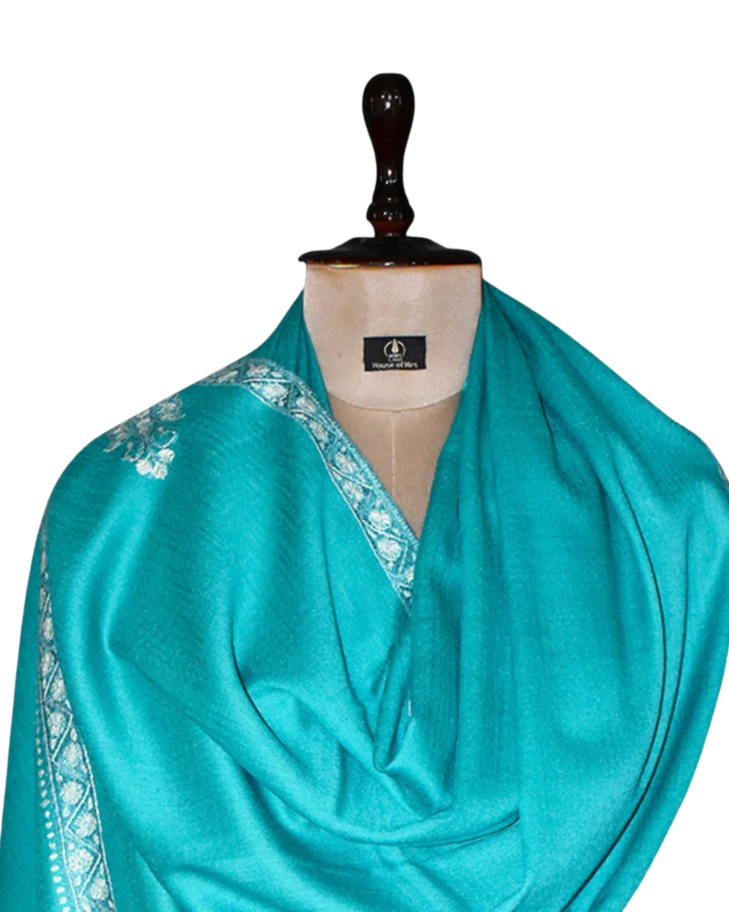 Wool Embroidered Stole - Turquoise