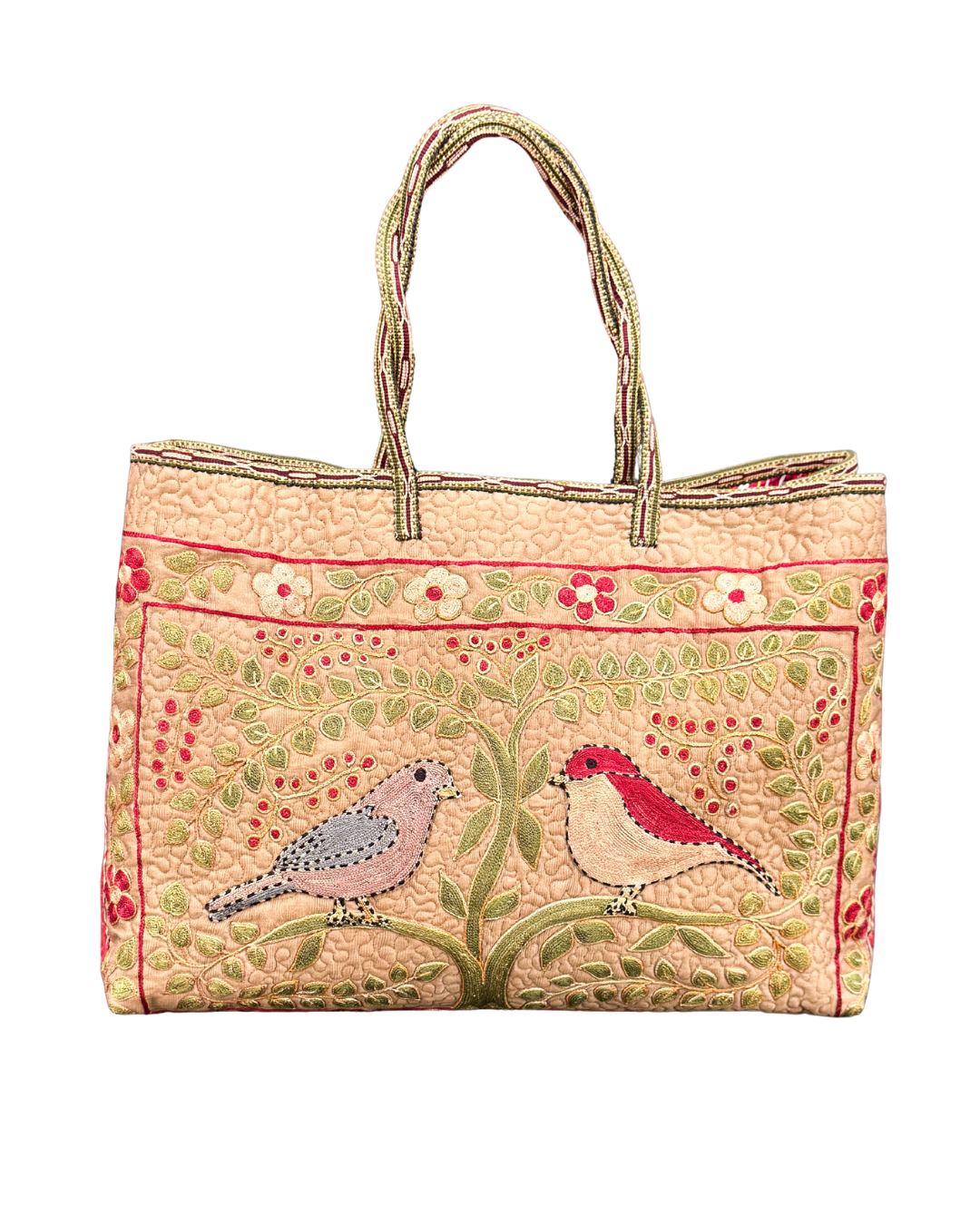 Birds of Bukhara Suzani Embroidered Tote