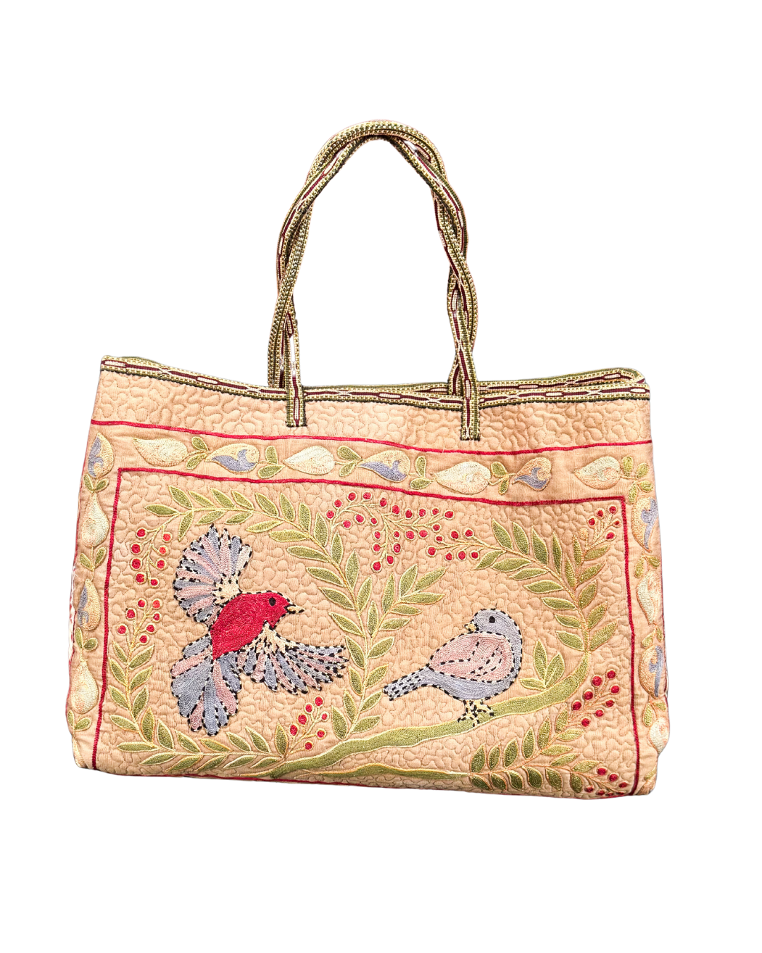 Birds of Bukhara Suzani Embroidered Tote